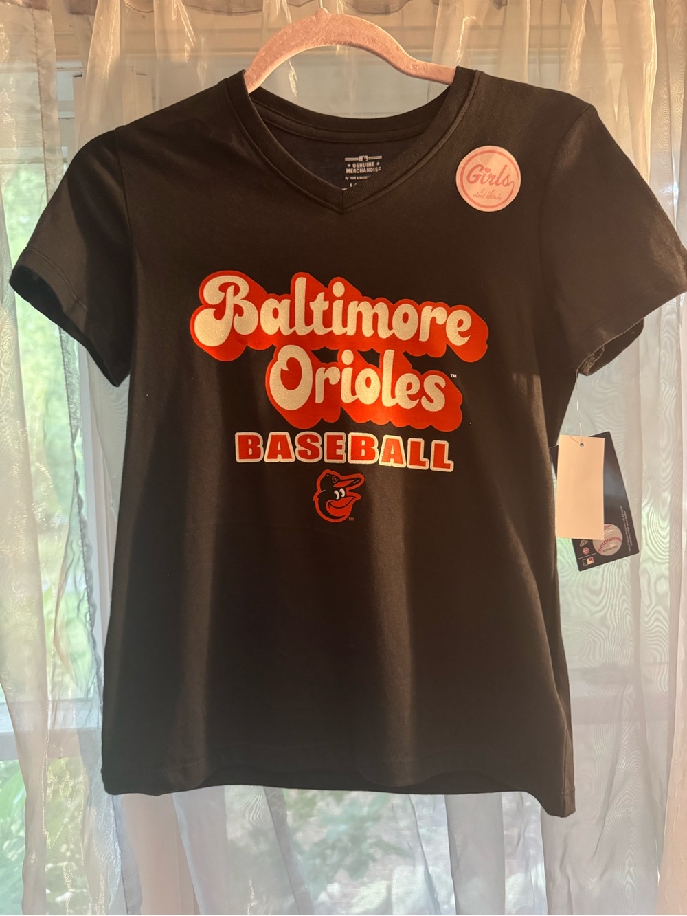Girls' Black Baltimore Orioles Baseball Graphic Tee